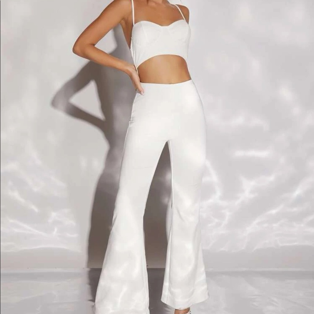 White Cut-Out Flare Jumpsuit